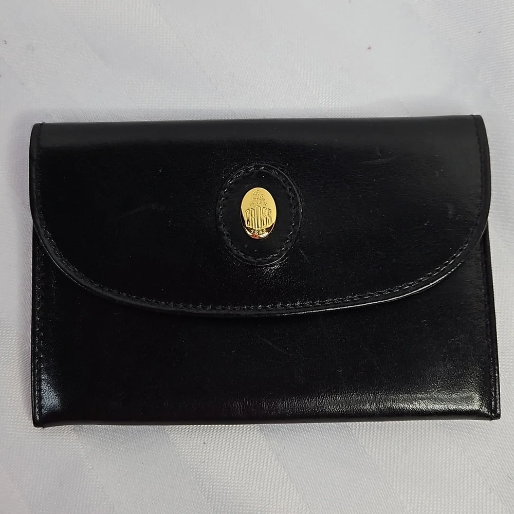 MARK CROSS 1845 BLACK LEATHER CARD CASE -MADE IN ITALY